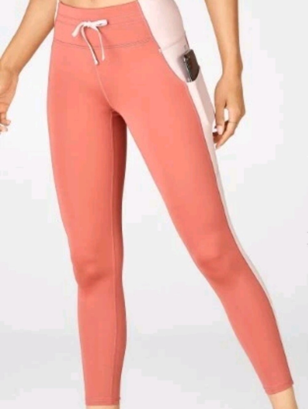 NWT Fabletics Size 1X Mid-Rise Ultracool Shine-Panel, Dusty Cedar/Pearl Pink